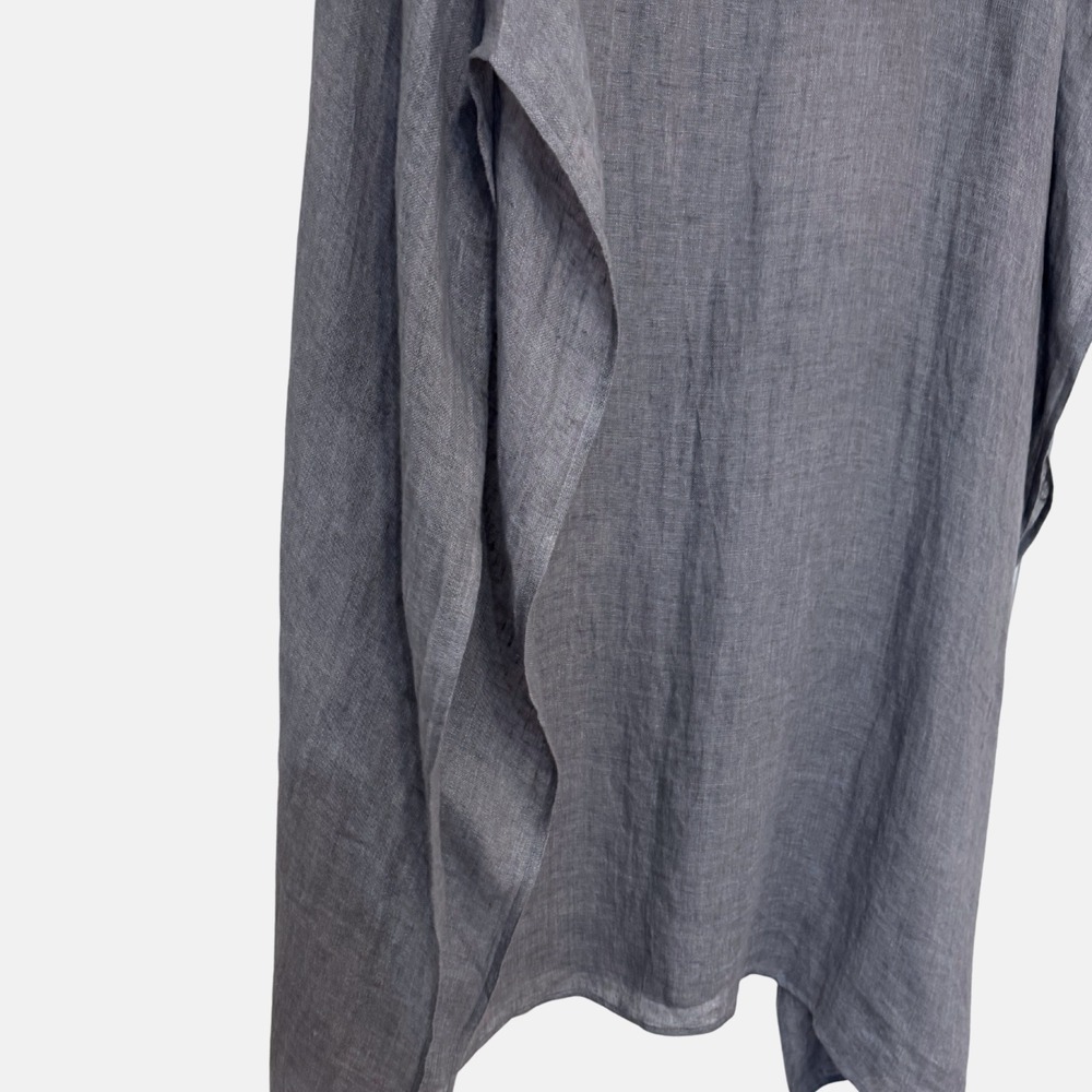 Eileen Fisher Womens Gray Organic Linen Oversized Caftan Tunic Top L/XL - Picture 2 of 4